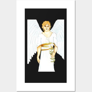 Archangel Gabriel the Messenger Angel- Dark Green Posters and Art